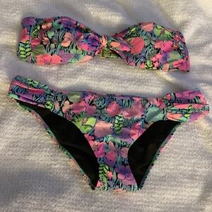 Victoria's Secret Floral Bikini - Pink, Green, Blue, Purple - EUC